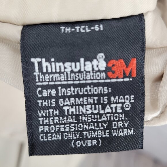 London Fog Beige Removable Thinsulate Liner Pleated Full Zip Jacket Size 14 - Picture 16 of 16